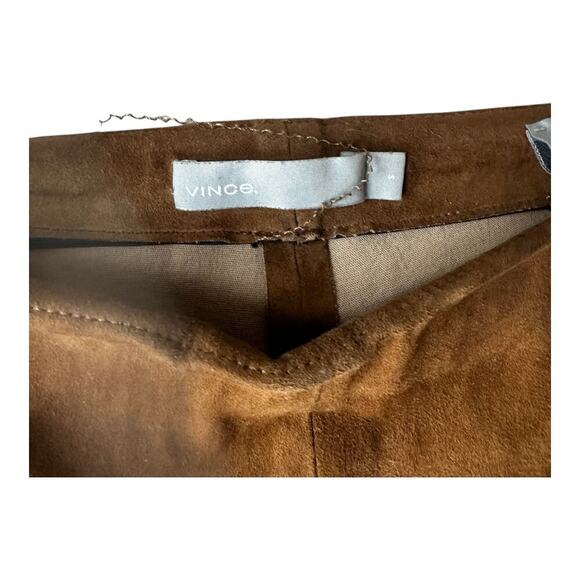 Vince Chocolate Brown Suede Pants Women’s Stretchy Elastic Waist 100% Leather - Picture 5 of 12